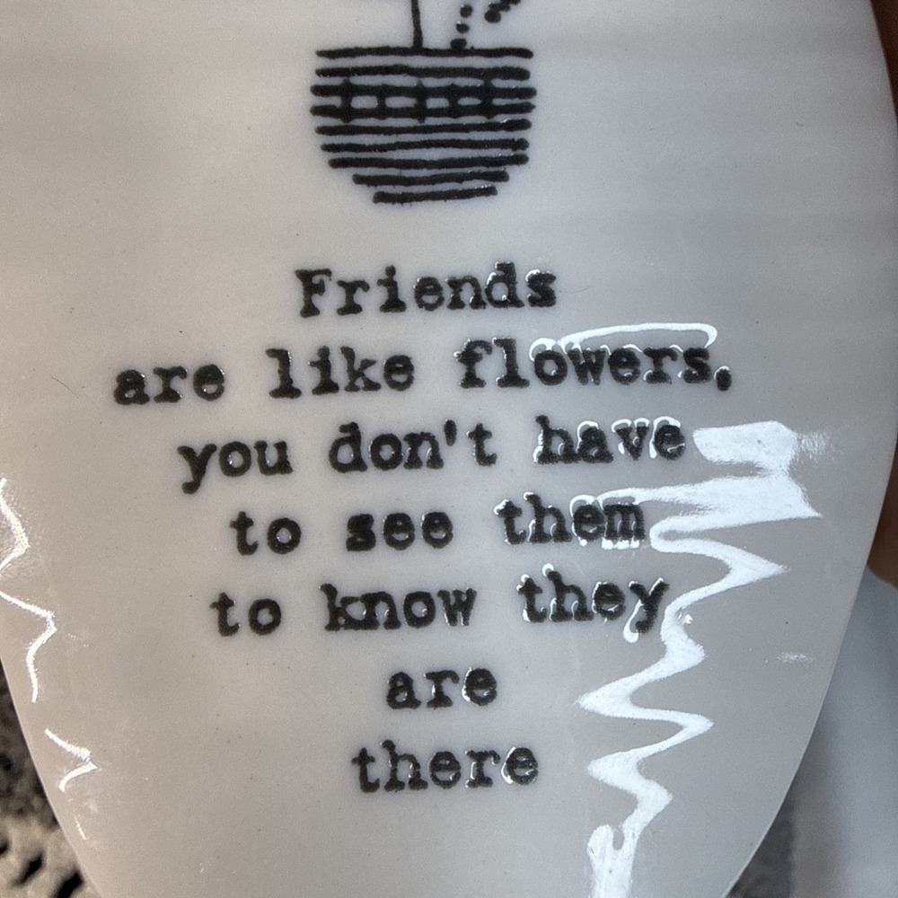 East Of India Oval Shape Ornament, 'Friends Are Like Flowers" With Charm 3.25X2" - Picture 8 of 8